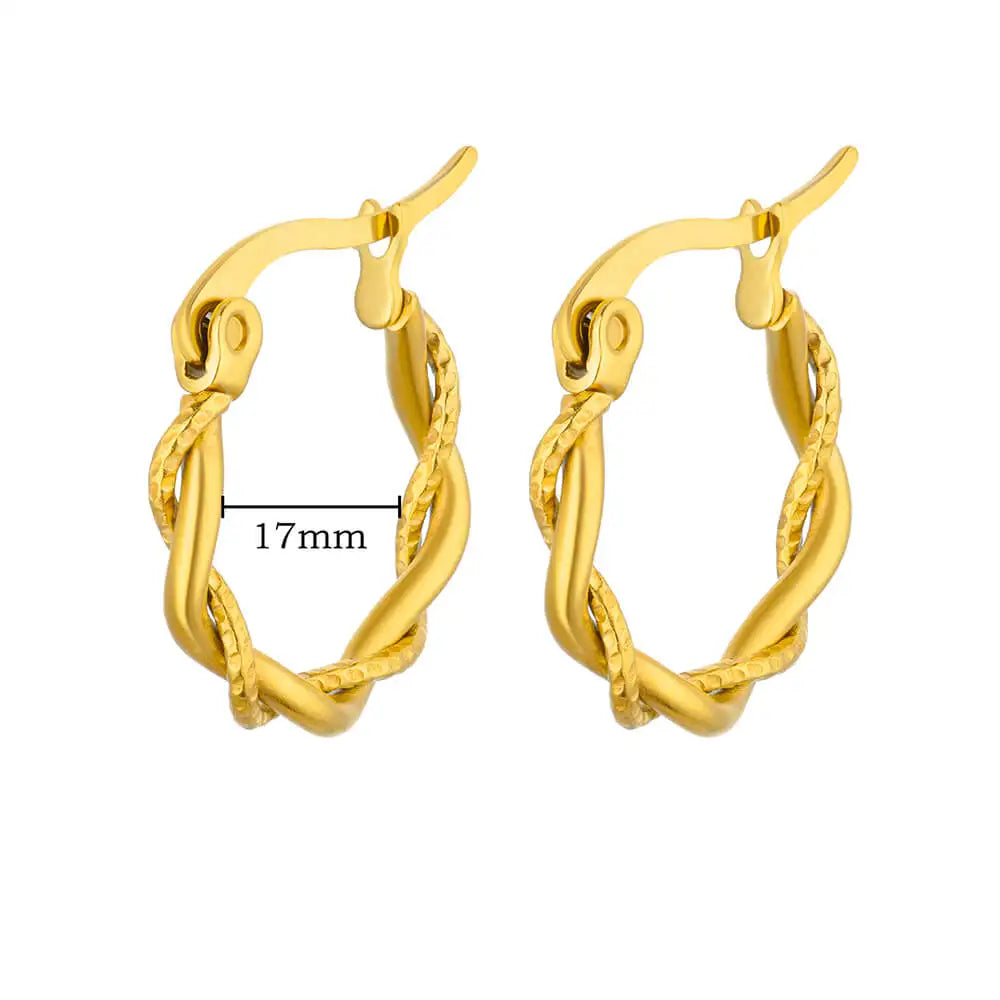Chunky Drop Hoop Earrings - Stainless Steel Gold / SilverColor