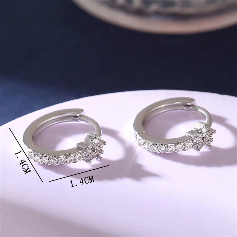 Fashion Stainless Steel Zircon Hoops Earrings Vintage Crystal Zirconia
