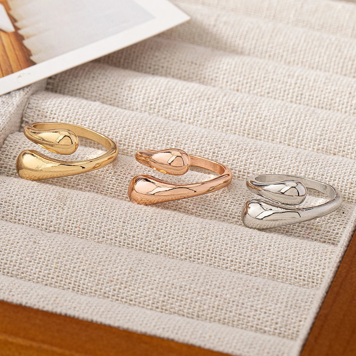 Simple Water Drop Open Ring, Suitable for Daily Wear and Vacation Wear