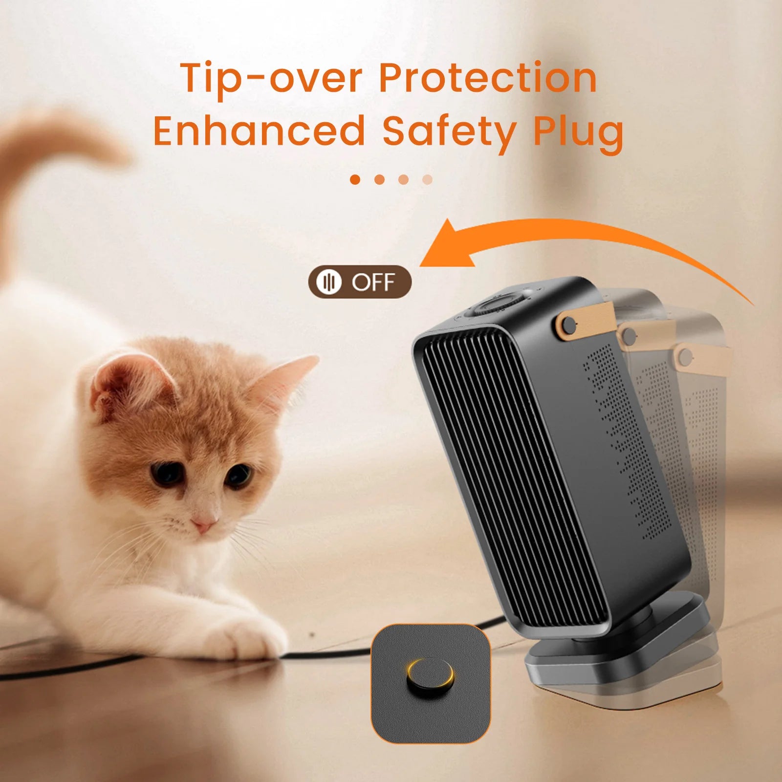 Heater for Home 1200W Fast Heating with Overheating&Tip-Over Protection Portable Electric Heater for Bedroom living Room