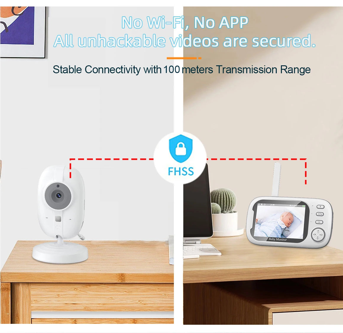 3.5 inch Wireless Video Baby Monitor Night Vision Temperature Monitoring 2 Way Audio Talk Baby Nanny Security Camera
