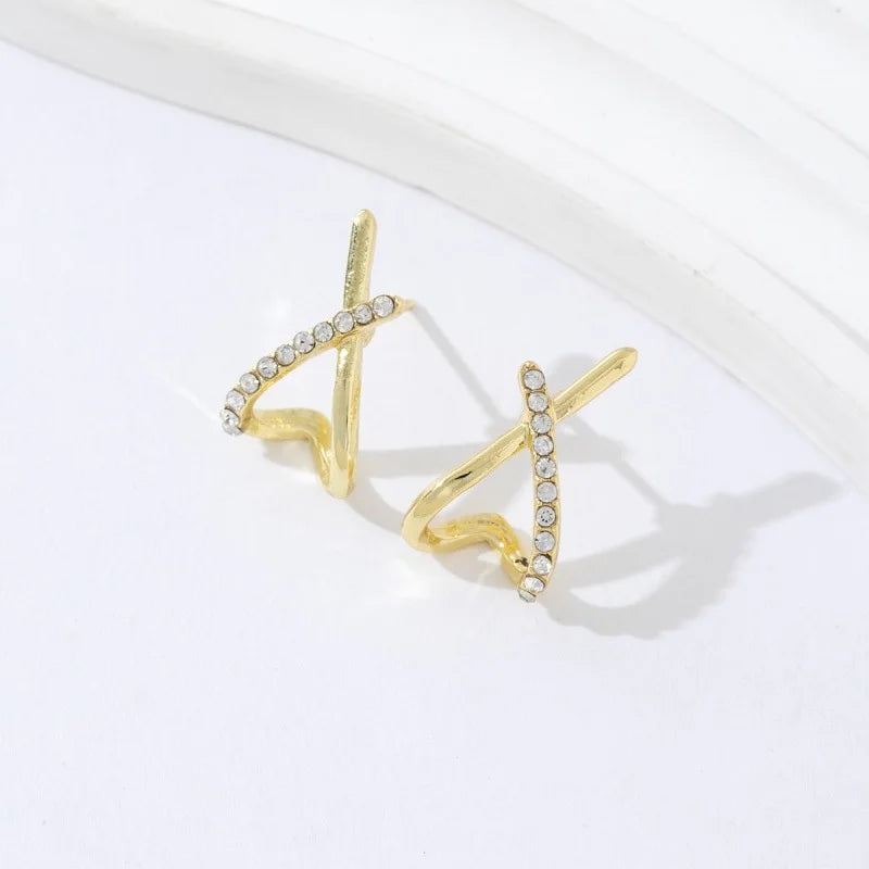 Trendy Gold Color Cross Stud Earrings for Women Dainty Simple Minimalist Earring Fashion Jewelry Party Gifts
