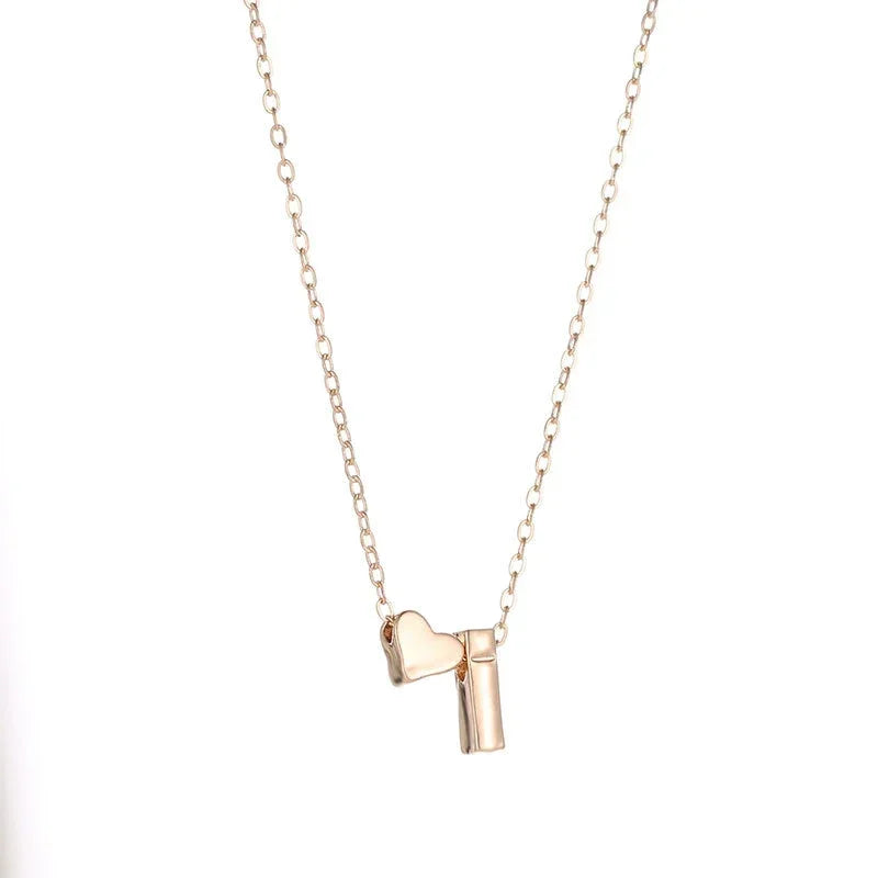 Tiny Heart Dainty Initial Necklace Gold Silver Color Letter Name Choker  For Women Pendant Jewelry Gift