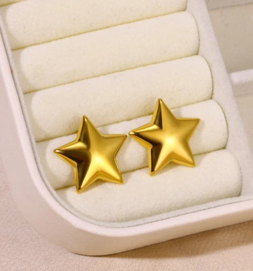 Stainless Steel Star Hoop Earrings