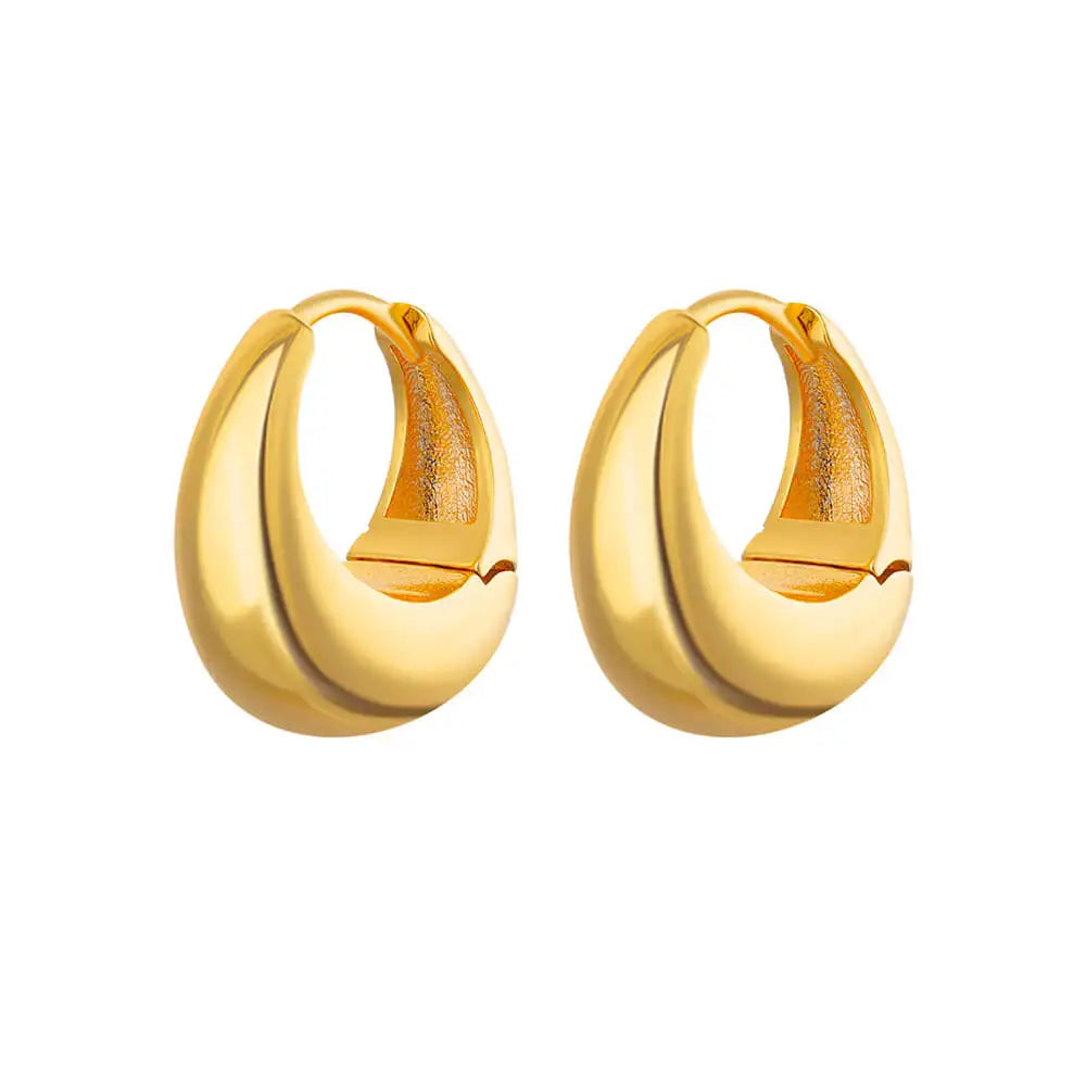 Chunky Drop Hoop Earrings - Stainless Steel Gold / SilverColor