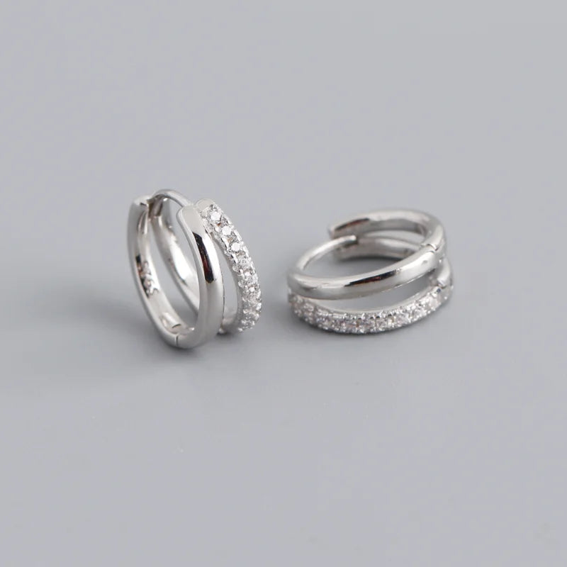Fashion Stainless Steel Zircon Hoops Earrings Vintage Crystal Zirconia