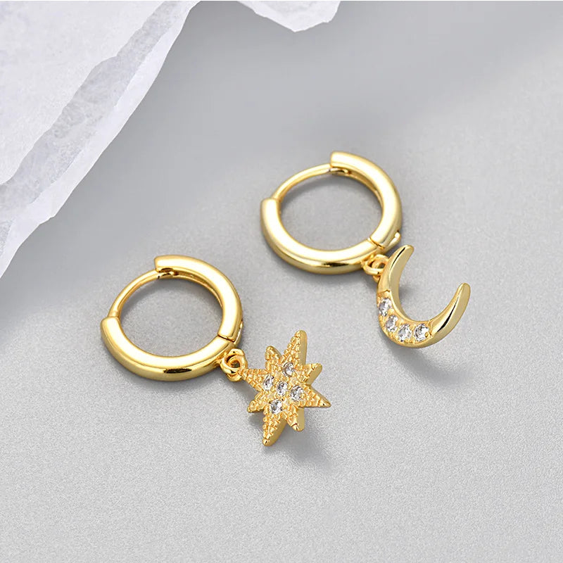 Fashion Stainless Steel Zircon Hoops Earrings Vintage Crystal Zirconia