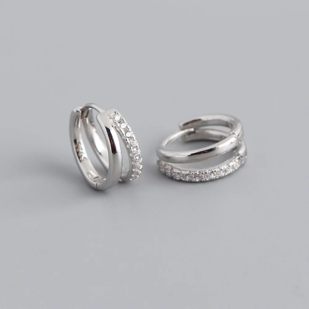 Fashion Stainless Steel Zircon Hoops Earrings Vintage Crystal Zirconia
