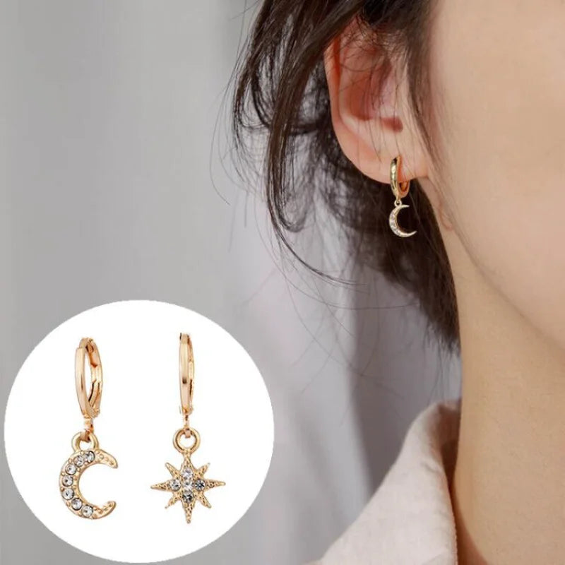 Fashion Stainless Steel Zircon Hoops Earrings Vintage Crystal Zirconia