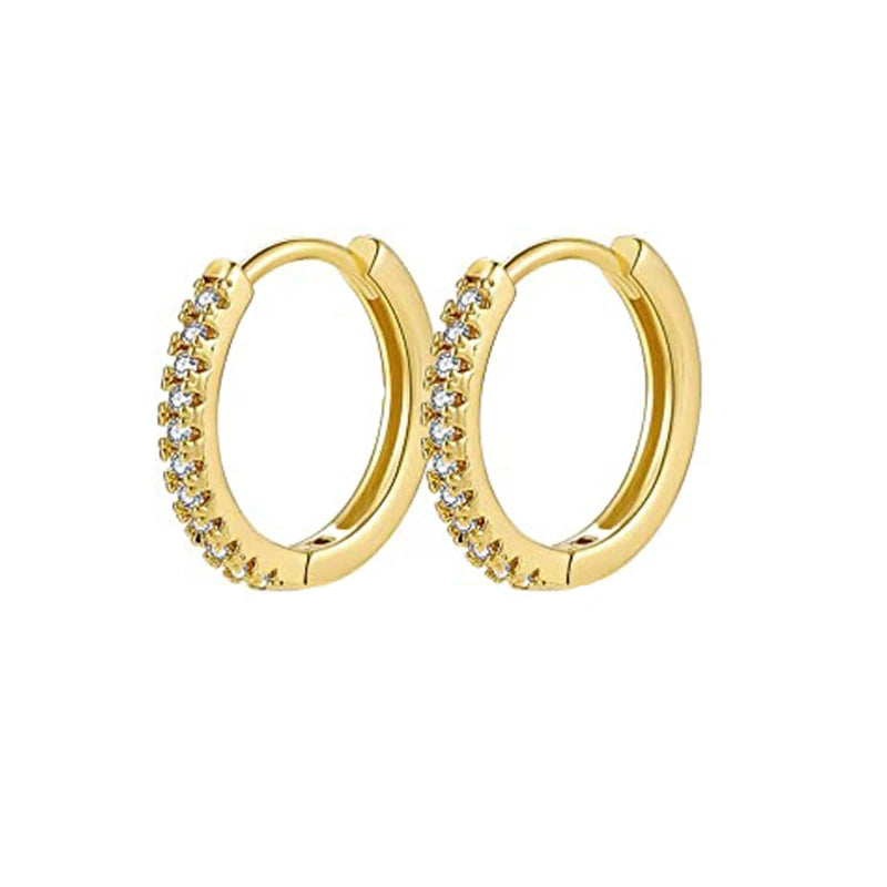 Fashion CZ Zircon Round Huggie Hoop Earrings for Women Geometric U Shape Ear Buckle Hoops Gold Plated Stainless Steel