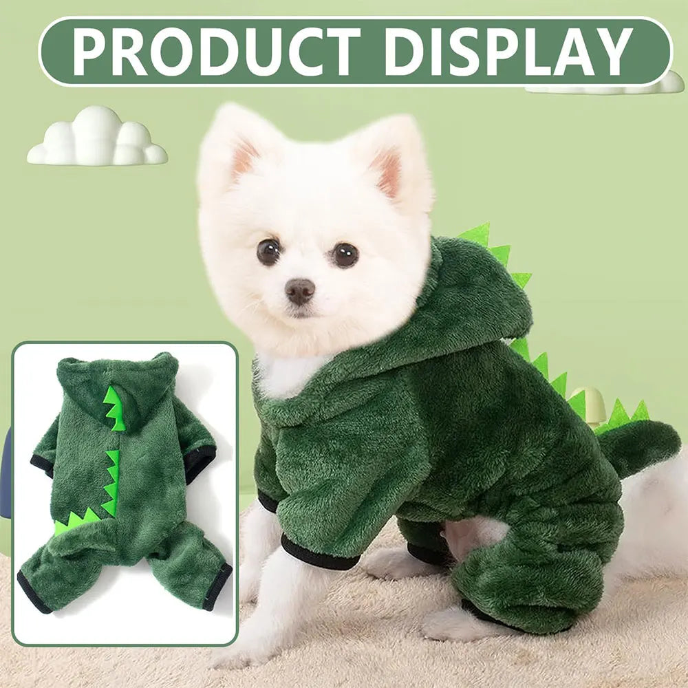 Autumn and Winter Dinosaur Clothing Cotton Pet Pullover, Animal Theme Puppy and Kitten Clothing, Cute and Soft Pet Clothing Suitable for Small Cats and Dogs