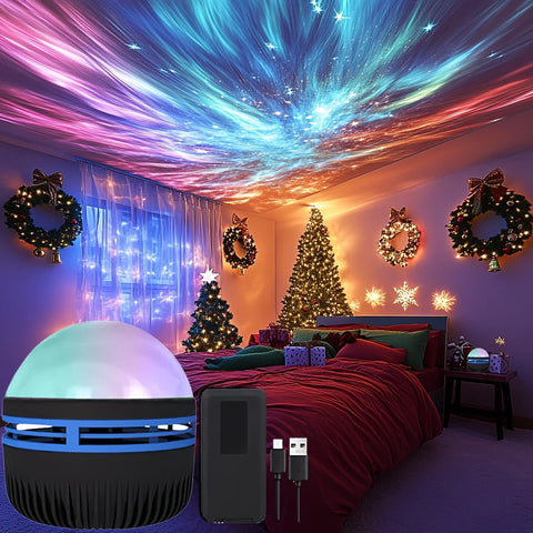 LED Northern Lights Projection Lamp,Aurora Borealis Effect,Remote Control,USB Powered,Color-Changing Light,For Bedroom Decor