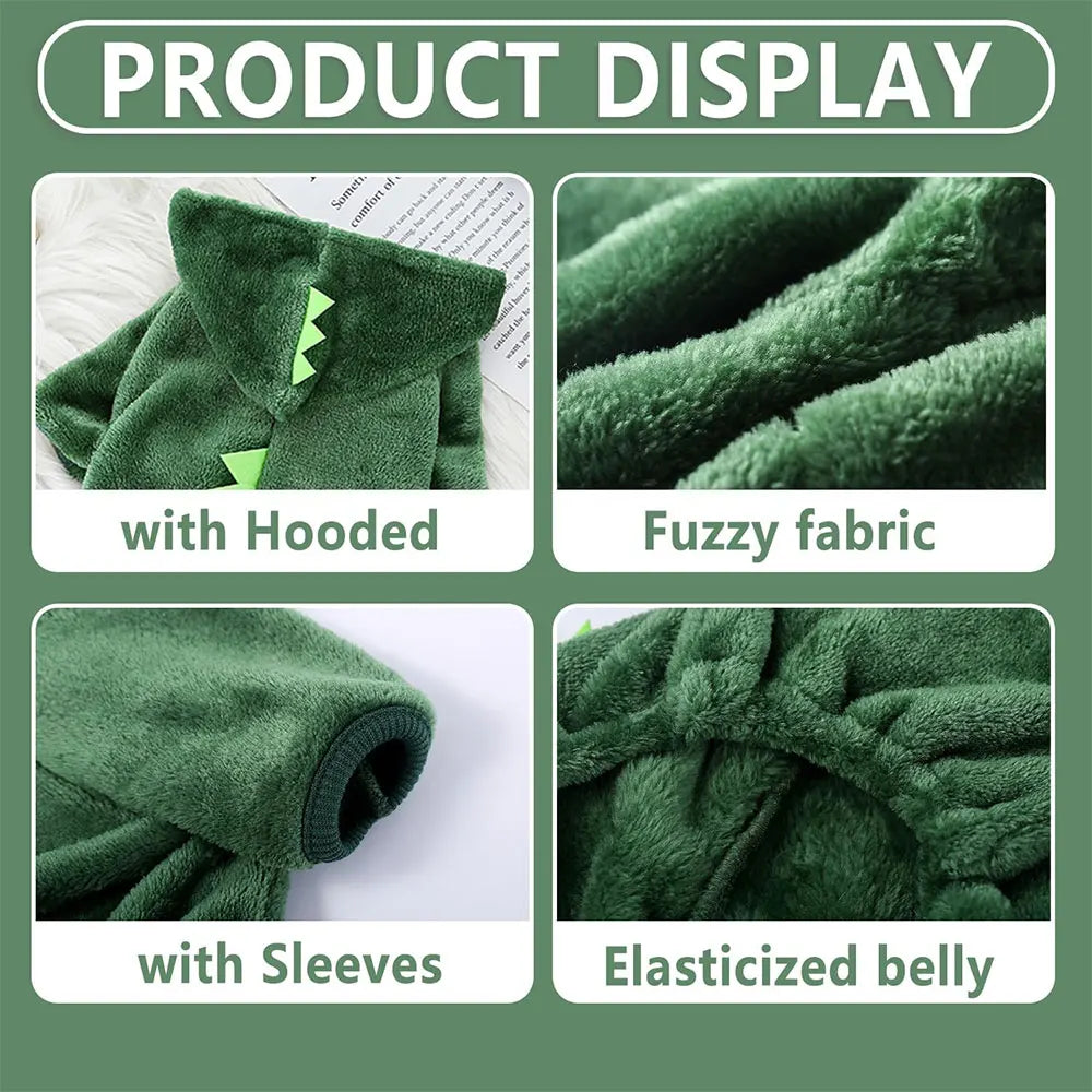 Autumn and Winter Dinosaur Clothing Cotton Pet Pullover, Animal Theme Puppy and Kitten Clothing, Cute and Soft Pet Clothing Suitable for Small Cats and Dogs