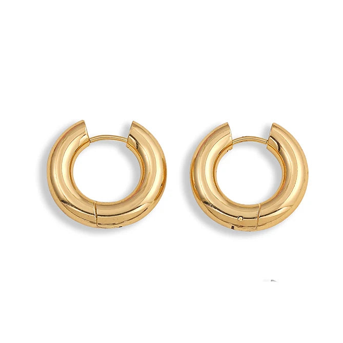 Fashion CZ Zircon Round Huggie Hoop Earrings for Women Geometric U Shape Ear Buckle Hoops Gold Plated Stainless Steel