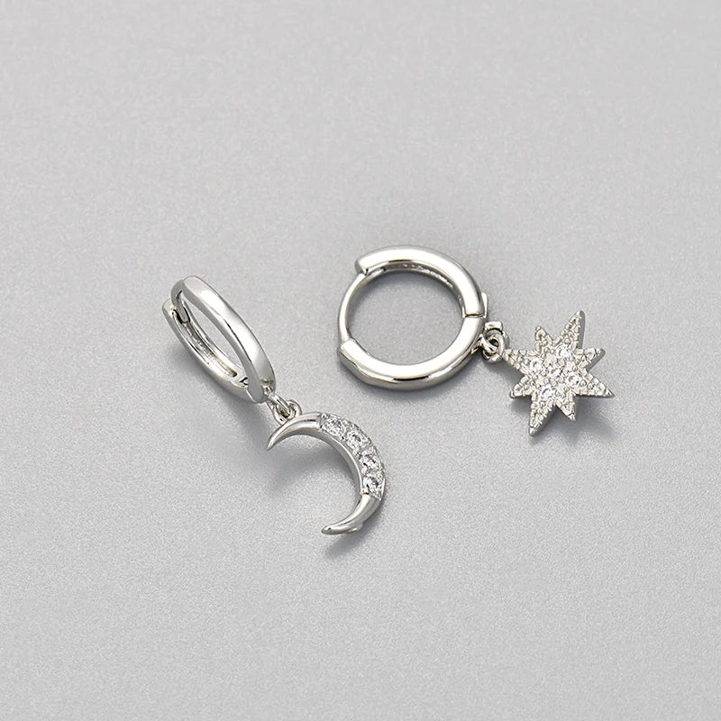 Fashion Stainless Steel Zircon Hoops Earrings Vintage Crystal Zirconia