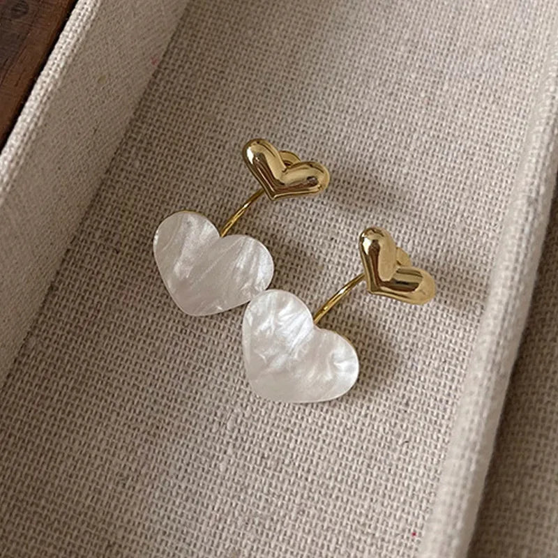 Fashion Contracted Heart Pearl Fine Earrings Joker Sweet Elegant Temperament Women Drop Earring Fashion Jewelry