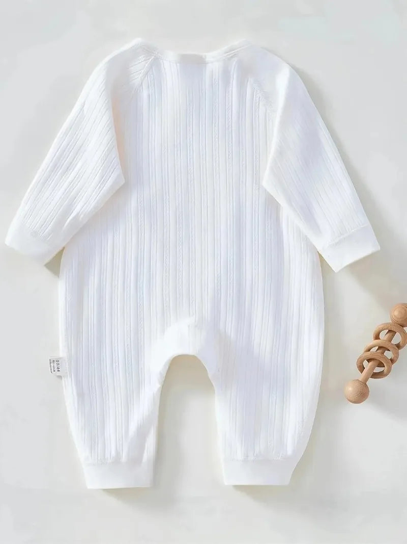 Boys Girls One Piece Outfit  100% Cotton Newborn Baby Long Sleeve Romper Infant Solid Knitting Thin Jumpsuit For Seasons
