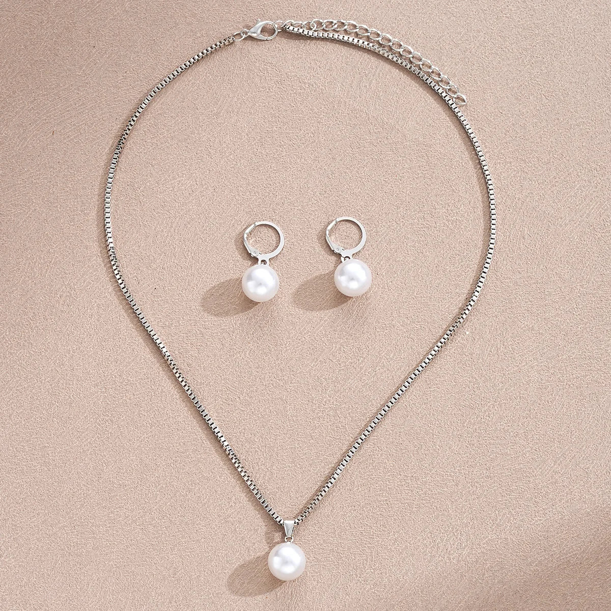 Fashion Pearl Jewelry Set For Women Dangle Earrings Pendant Necklace Simple Dainty Daily Wear Outfit  Party Accessories