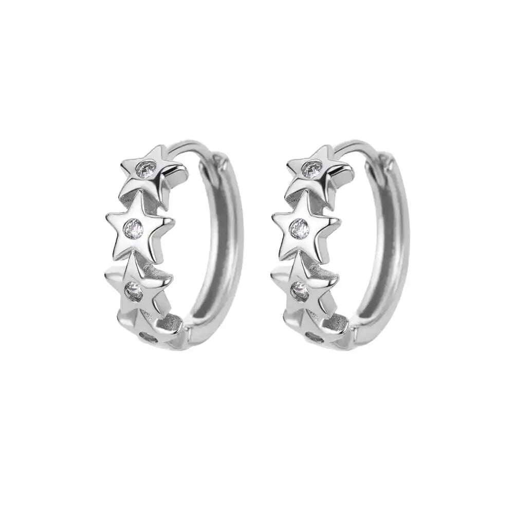 Stainless Steel Star Hoop Earrings