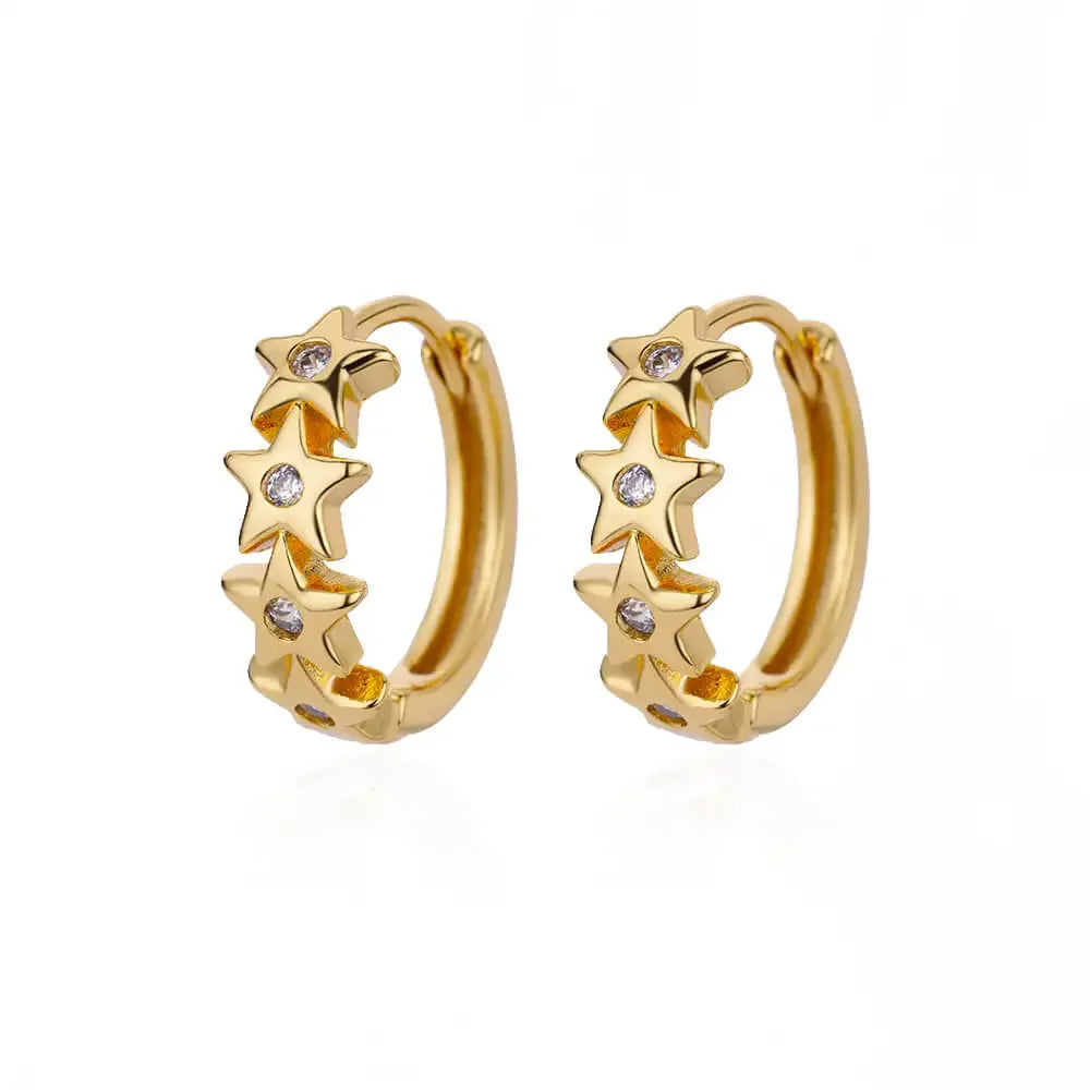 Stainless Steel Star Hoop Earrings