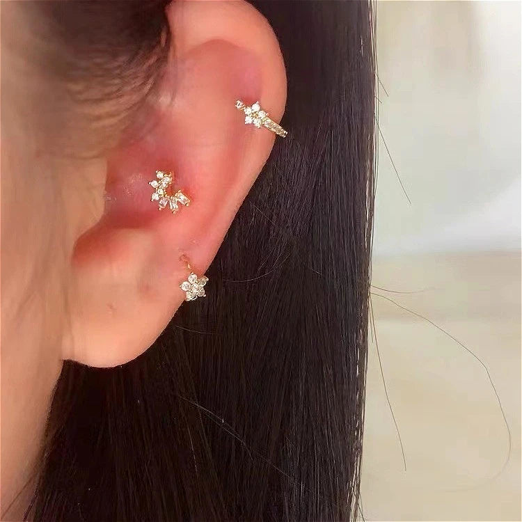 Fashion Stainless Steel Zircon Hoops Earrings Vintage Crystal Zirconia