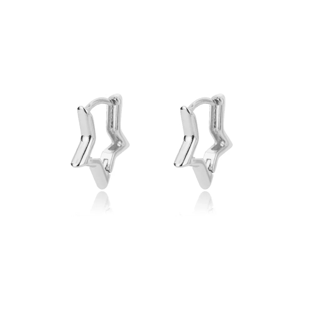 Stainless Steel Star Hoop Earrings