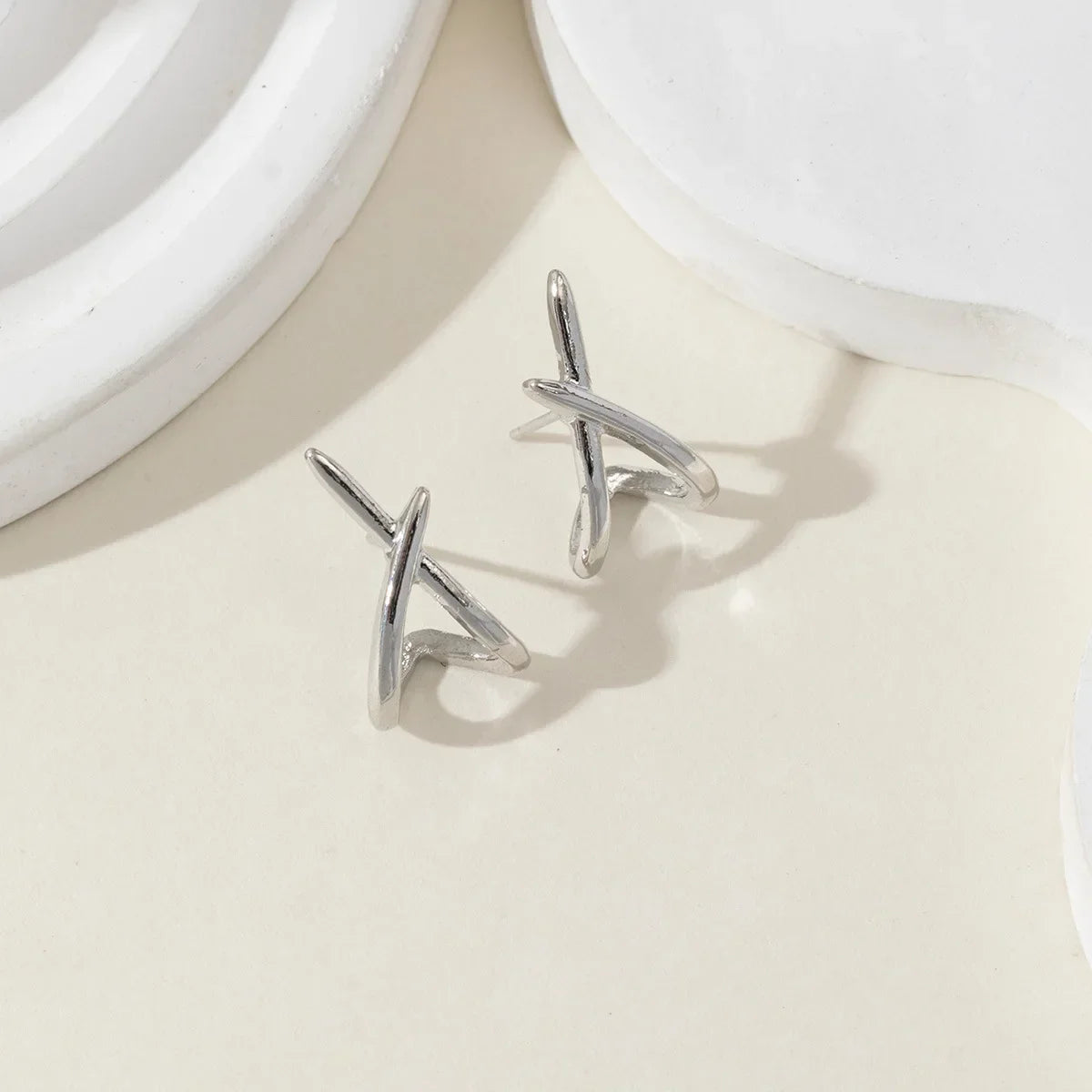 Trendy Gold Color Cross Stud Earrings for Women Dainty Simple Minimalist Earring Fashion Jewelry Party Gifts