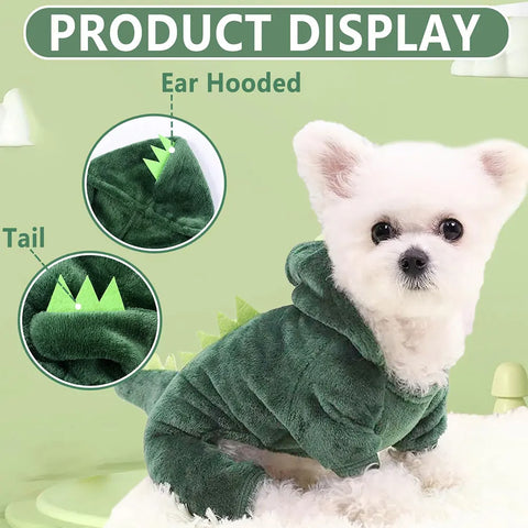 Autumn and Winter Dinosaur Clothing Cotton Pet Pullover, Animal Theme Puppy and Kitten Clothing, Cute and Soft Pet Clothing Suitable for Small Cats and Dogs