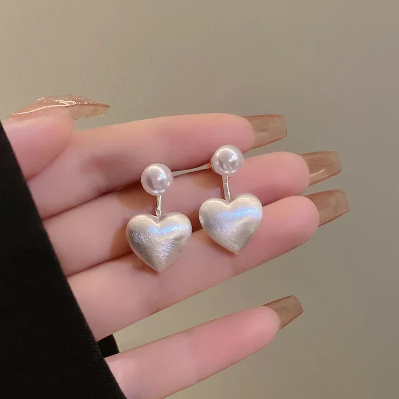Fashion Contracted Heart Pearl Fine Earrings Joker Sweet Elegant Temperament Women Drop Earring Fashion Jewelry