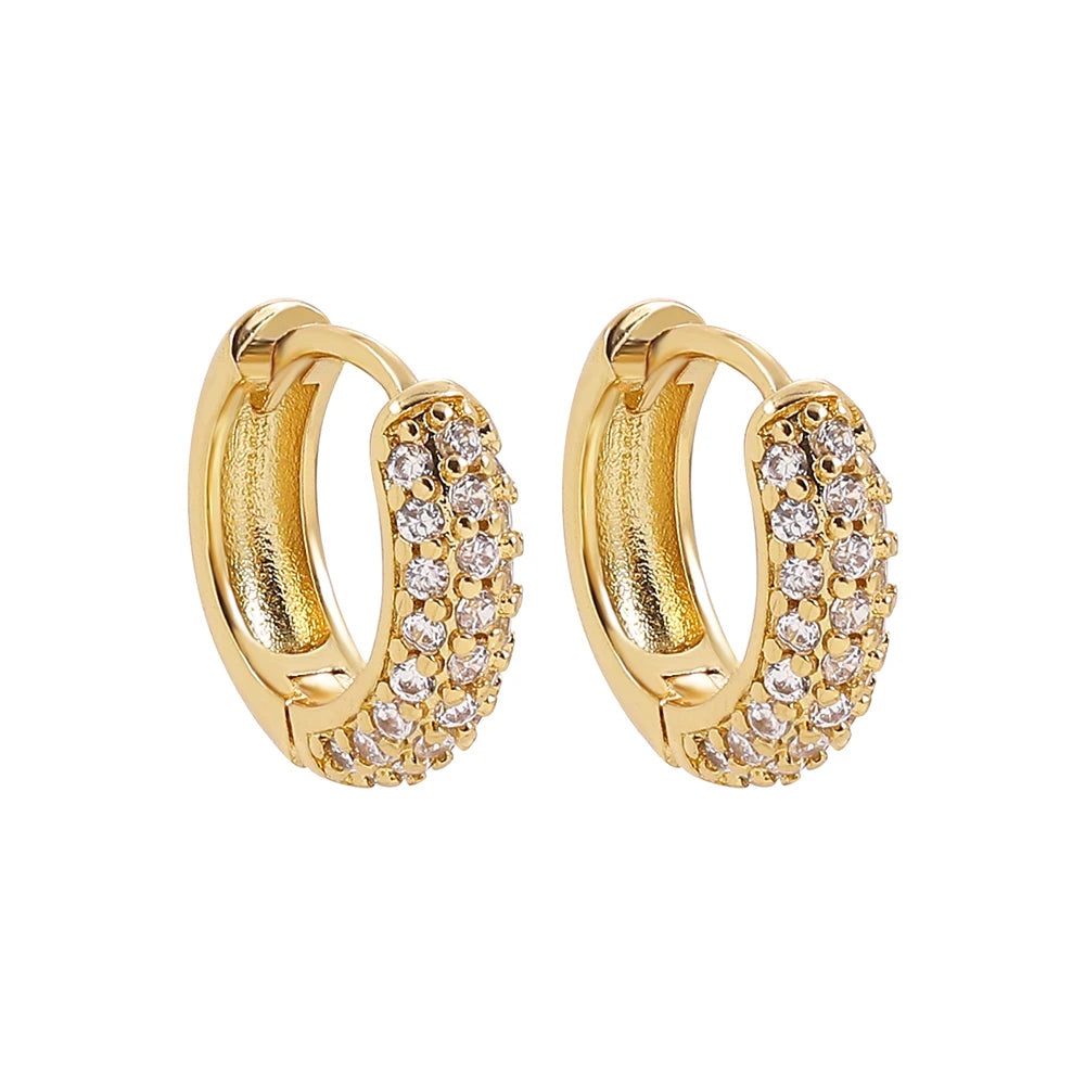 Fashion CZ Zircon Round Huggie Hoop Earrings for Women Geometric U Shape Ear Buckle Hoops Gold Plated Stainless Steel