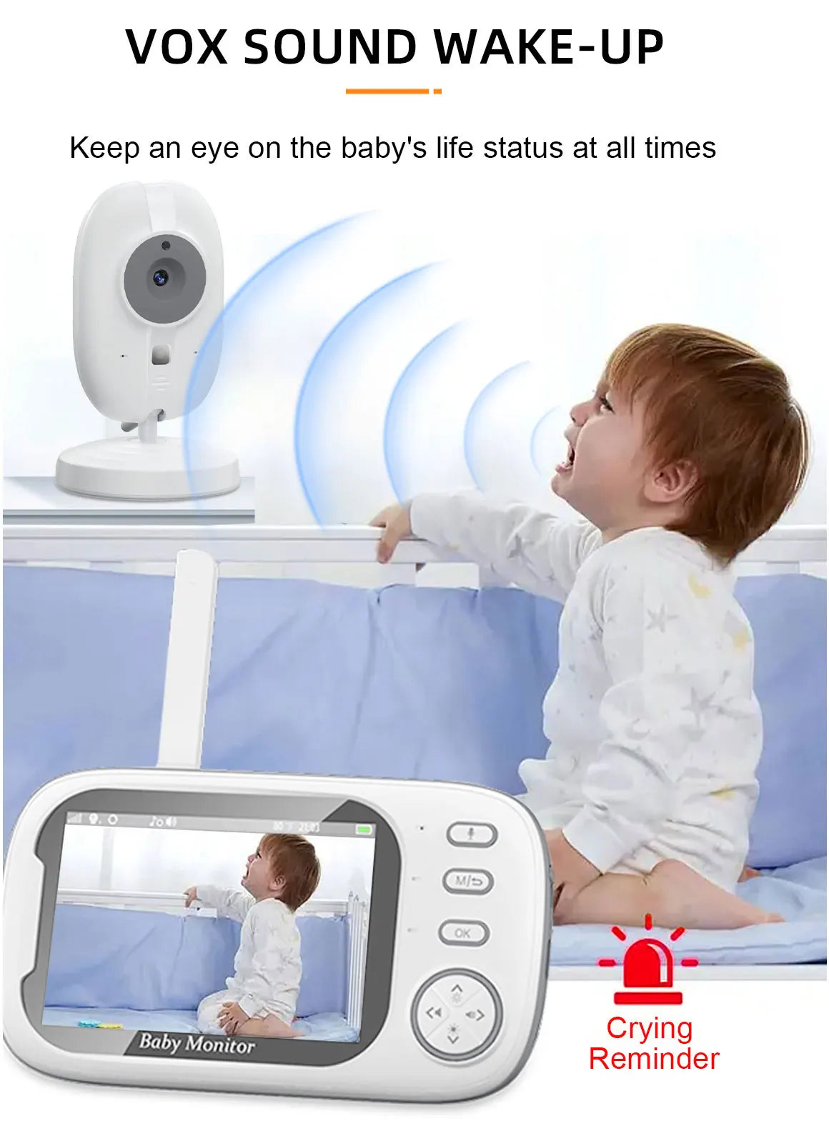 3.5 inch Wireless Video Baby Monitor Night Vision Temperature Monitoring 2 Way Audio Talk Baby Nanny Security Camera