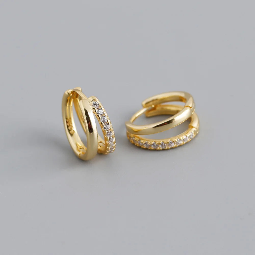 Fashion Stainless Steel Zircon Hoops Earrings Vintage Crystal Zirconia