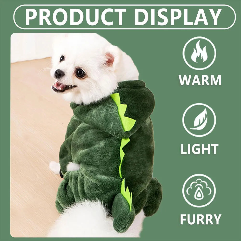 Autumn and Winter Dinosaur Clothing Cotton Pet Pullover, Animal Theme Puppy and Kitten Clothing, Cute and Soft Pet Clothing Suitable for Small Cats and Dogs