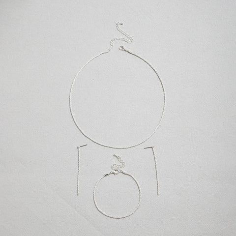 Shiny Silver Plated Collarbone Chain Necklace Bracelet Jewelry, Women's Minimalist Starry Sky Accessories