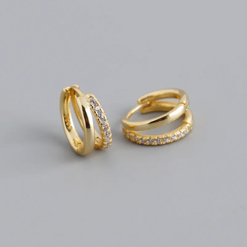 Fashion Stainless Steel Zircon Hoops Earrings Vintage Crystal Zirconia