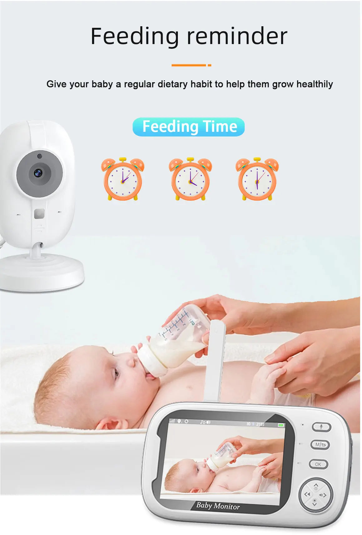 3.5 inch Wireless Video Baby Monitor Night Vision Temperature Monitoring 2 Way Audio Talk Baby Nanny Security Camera