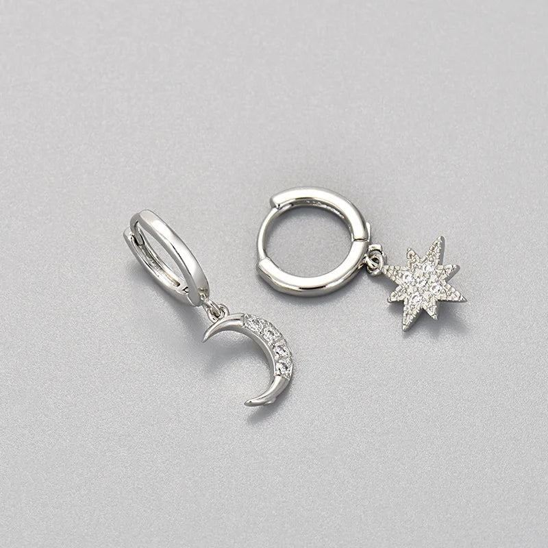 Fashion Stainless Steel Zircon Hoops Earrings Vintage Crystal Zirconia