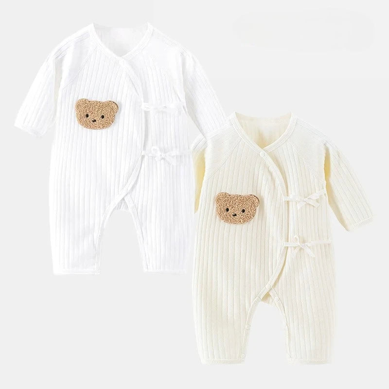 Boys Girls One Piece Outfit  100% Cotton Newborn Baby Long Sleeve Romper Infant Solid Knitting Thin Jumpsuit For Seasons