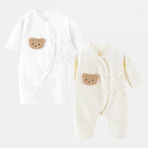 Boys Girls One Piece Outfit  100% Cotton Newborn Baby Long Sleeve Romper Infant Solid Knitting Thin Jumpsuit For Seasons