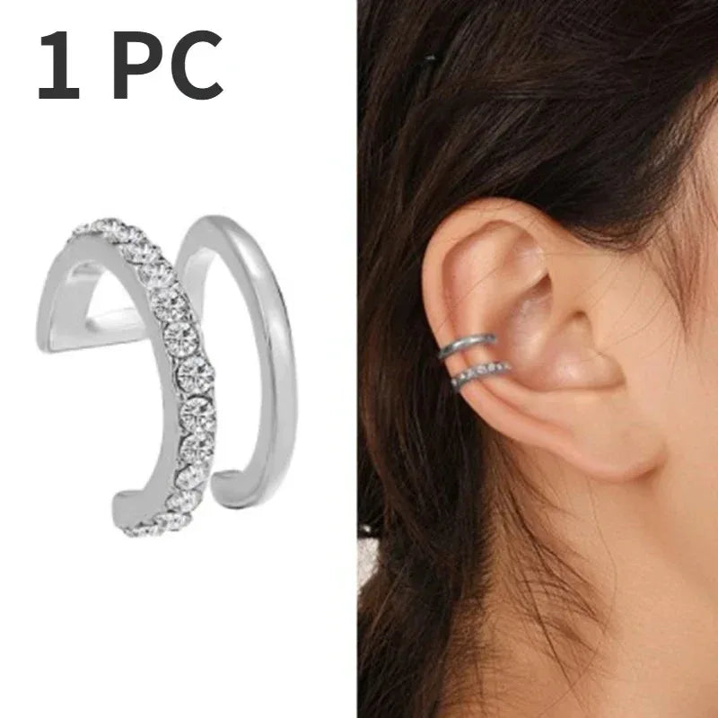 Cute Metal Leaf Earcuff Clips On Earring for Women Girls, No Fake Piercing Cartilage Earrings Ear Ring Without Hole