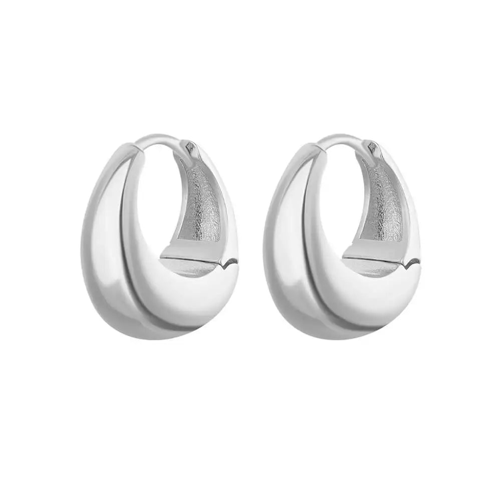 Chunky Drop Hoop Earrings - Stainless Steel Gold / SilverColor