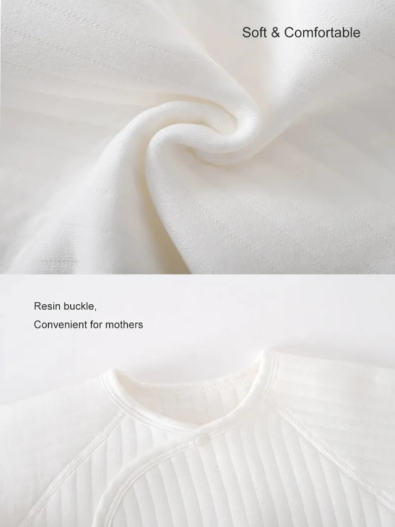 Boys Girls One Piece Outfit  100% Cotton Newborn Baby Long Sleeve Romper Infant Solid Knitting Thin Jumpsuit For Seasons