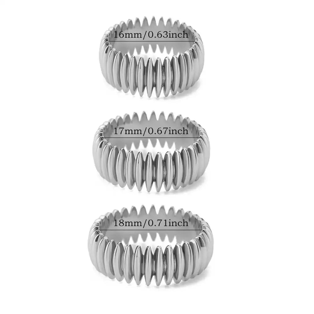 Stainless Steel Geometric Stripe Rings for Women Trendy Gold Plated Geometric Finger Ring Punk Christmas Party Jewelry Gift