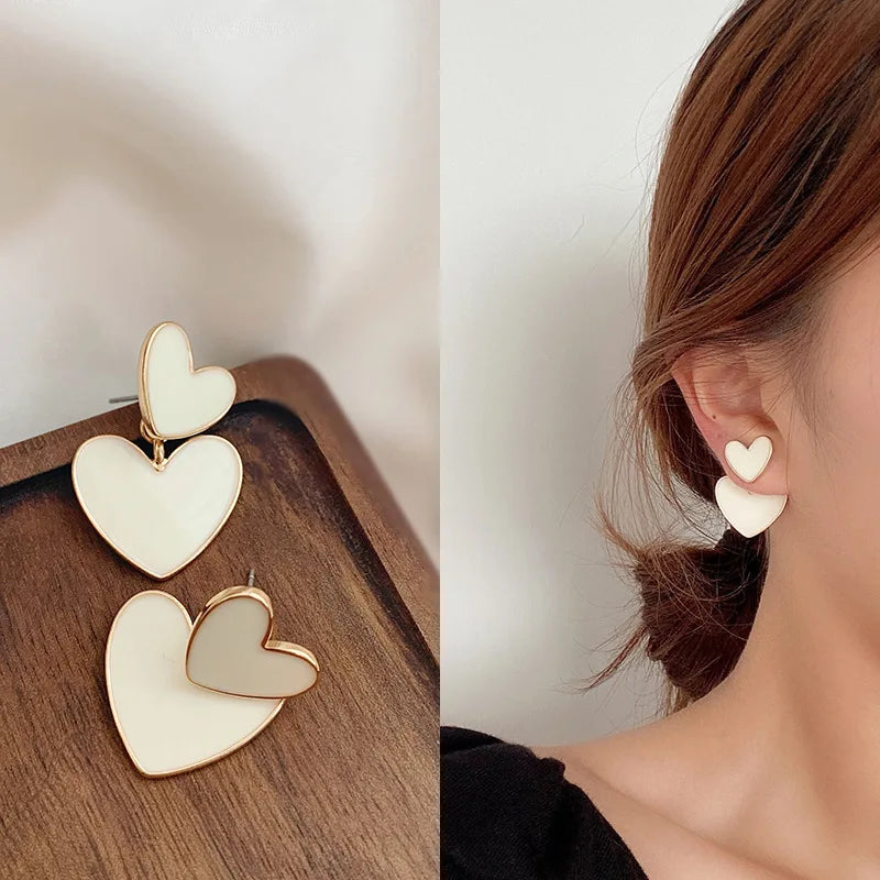 Fashion Contracted Heart Pearl Fine Earrings Joker Sweet Elegant Temperament Women Drop Earring Fashion Jewelry