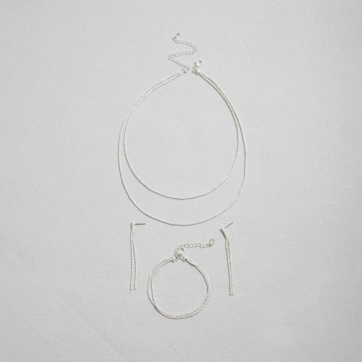 Shiny Silver Plated Collarbone Chain Necklace Bracelet Jewelry, Women's Minimalist Starry Sky Accessories