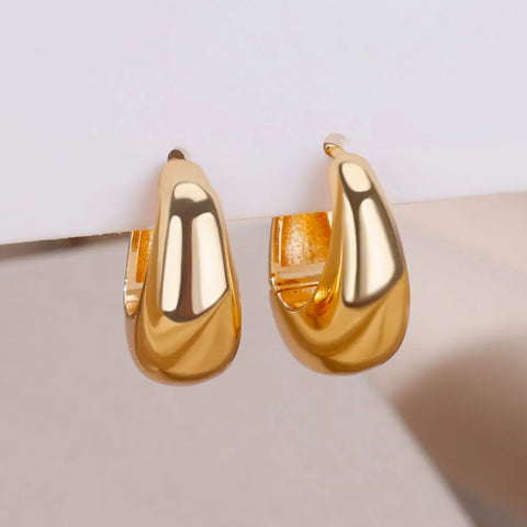 Chunky Drop Hoop Earrings - Stainless Steel Gold / SilverColor