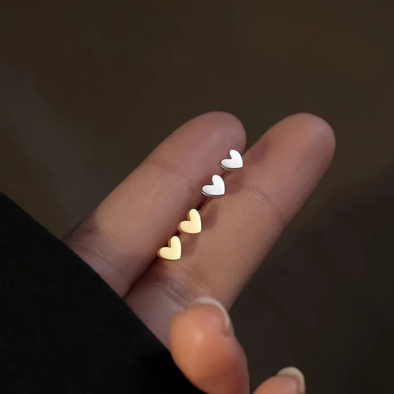 Fashion Minimalist Mini Small Heart Stud Earring For Women Tragus Ear Piercing Sweet Cute Temperament Earring Teen Party Jewelry